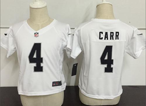 Toddler Nike Raiders #4 Derek Carr White Stitched NFL Elite Jersey - Click Image to Close